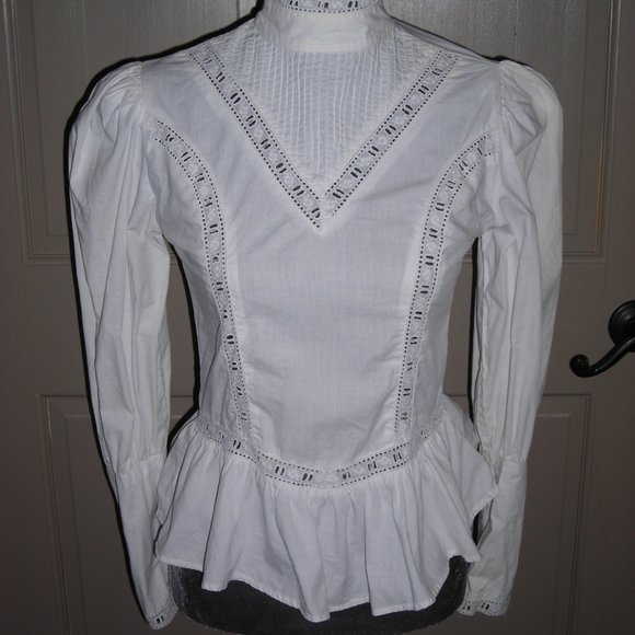 Star Of India white vintage victorian blouse sz M - Picture 2 of 5